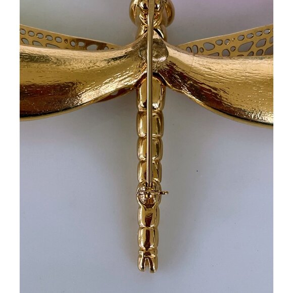 Vintage 1980s Large Peach Dragon Fly Bug Brooch - Picture 9 of 15